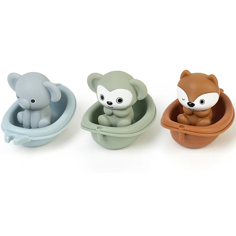 Bath Toy Set – Floating Boats & Silicone Finger Puppets