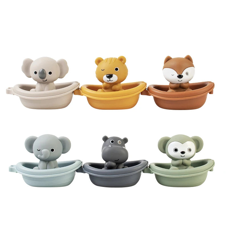 Bath Toy Set – Floating Boats & Silicone Finger Puppets