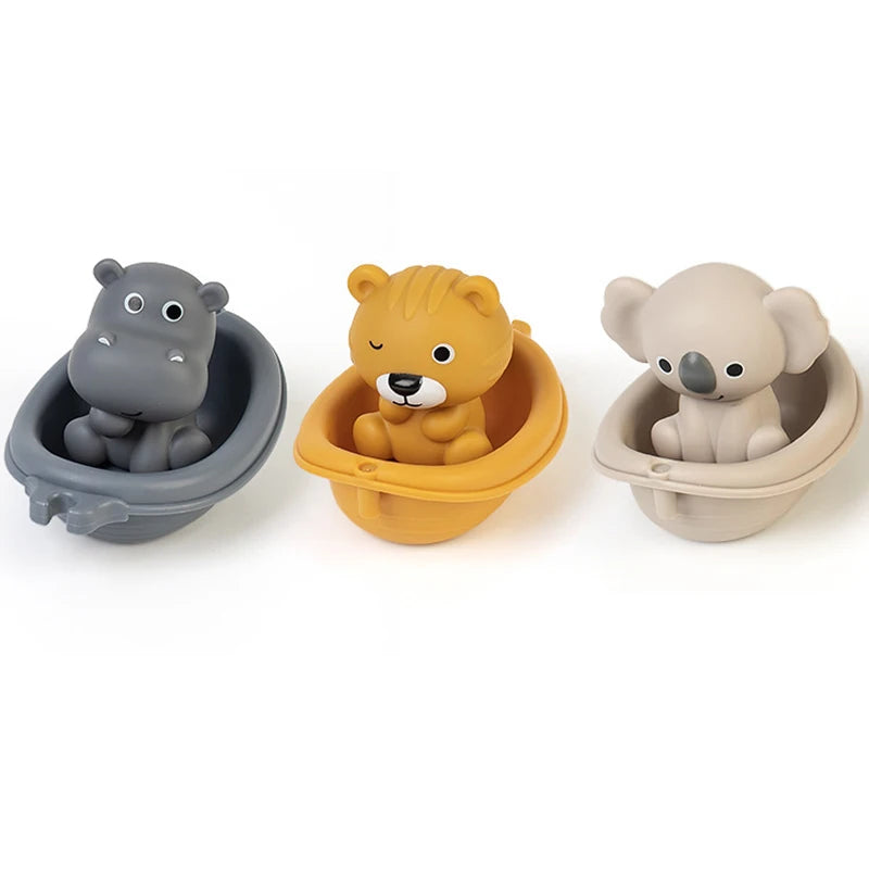 Bath Toy Set – Floating Boats & Silicone Finger Puppets