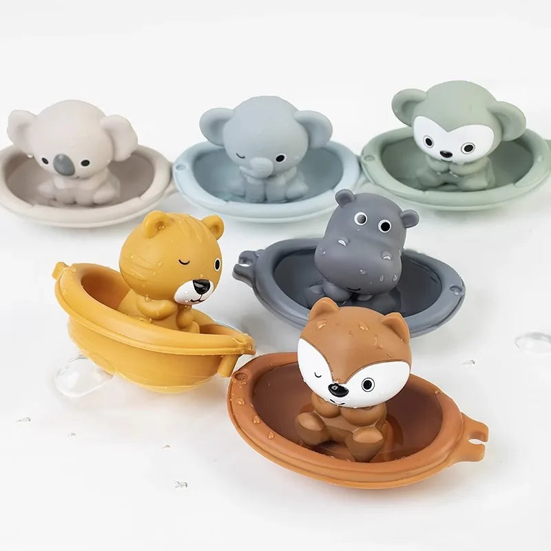 Bath Toy Set – Floating Boats & Silicone Finger Puppets